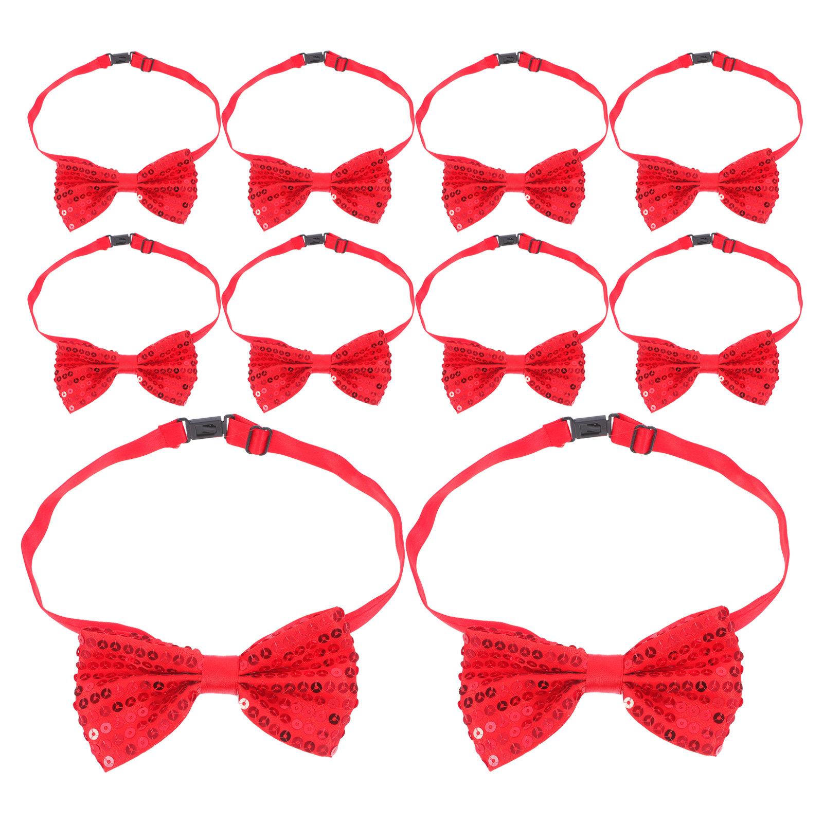 Bow Tie Pre Tied - 10 szt. czerwonych cekinowych muszek dla