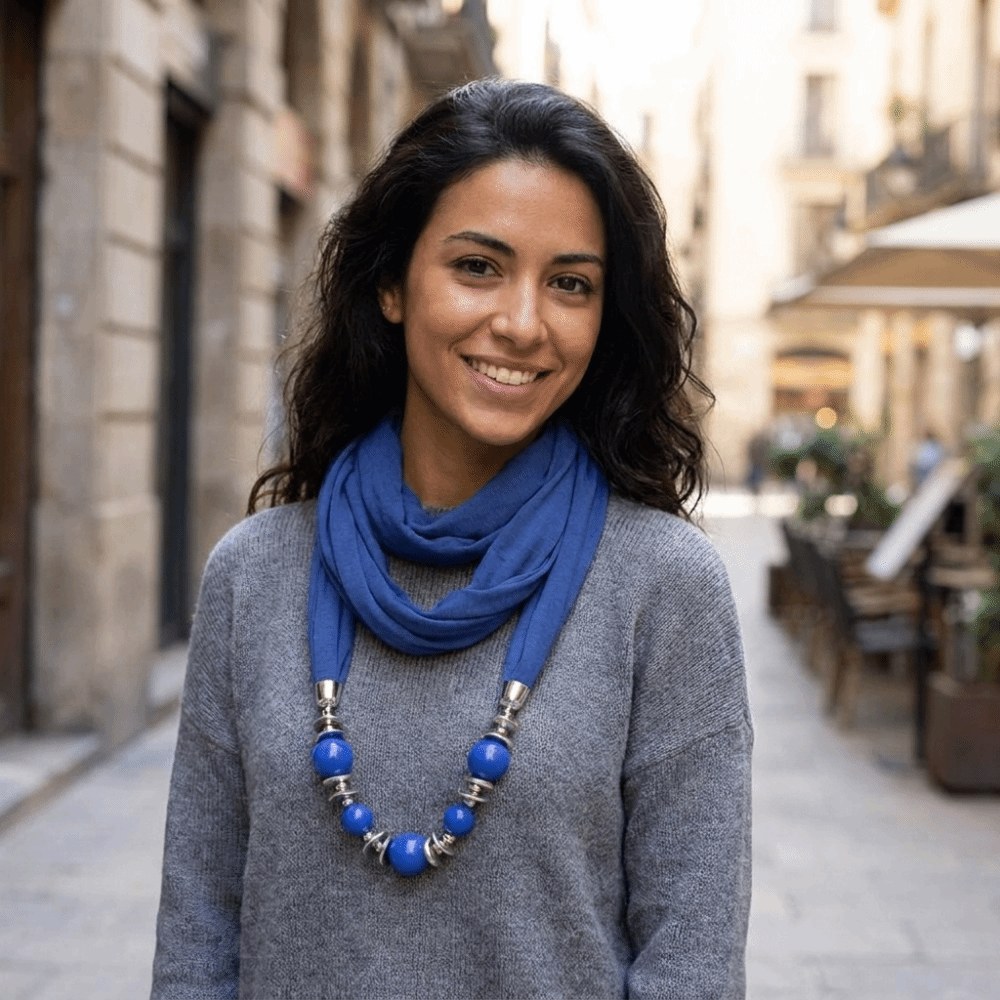 Infinity Scarf Knit - Nowy szalik z szyfonu z koralikami,