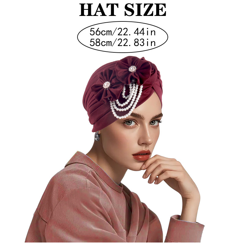 Damski turban z kwiatami i per – Head Wrap Turban recenzja i cena