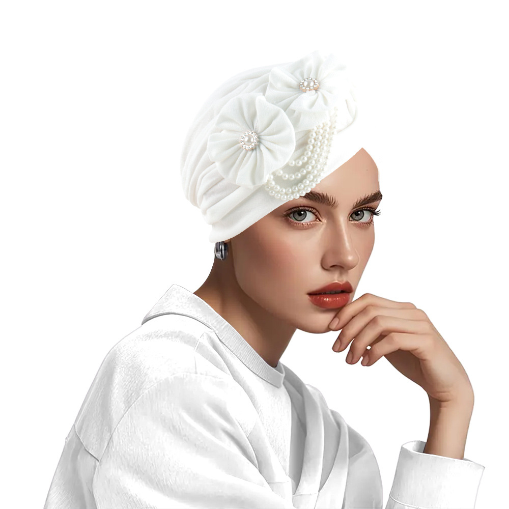 Damski turban z kwiatami i per – Head Wrap Turban recenzja i cena