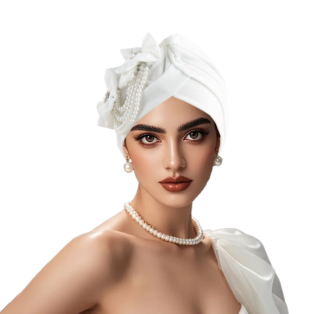 Damski turban z kwiatami i per – Head Wrap Turban recenzja i cena